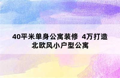 40平米单身公寓装修  4万打造北欧风小户型公寓